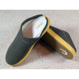 Olukai Hamani Hulu Men’s 11 Gray Shearling Lined Slippers Clog Mule NEW